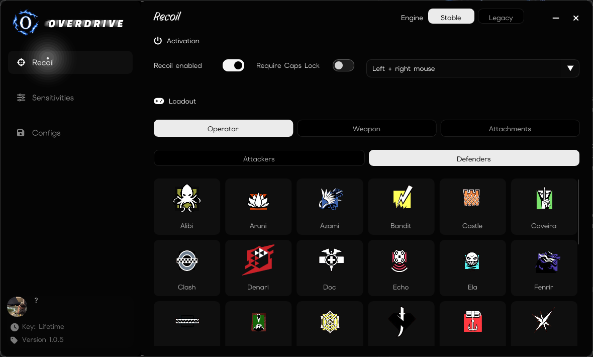 Overdrive recoil interface
